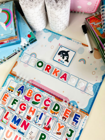 "Abėcėlė su kortelėmis" lavinamoji knygelė