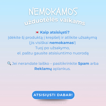Nemokamos lavinamosios užduotėlės vaikams (2–4 m.) – PDF